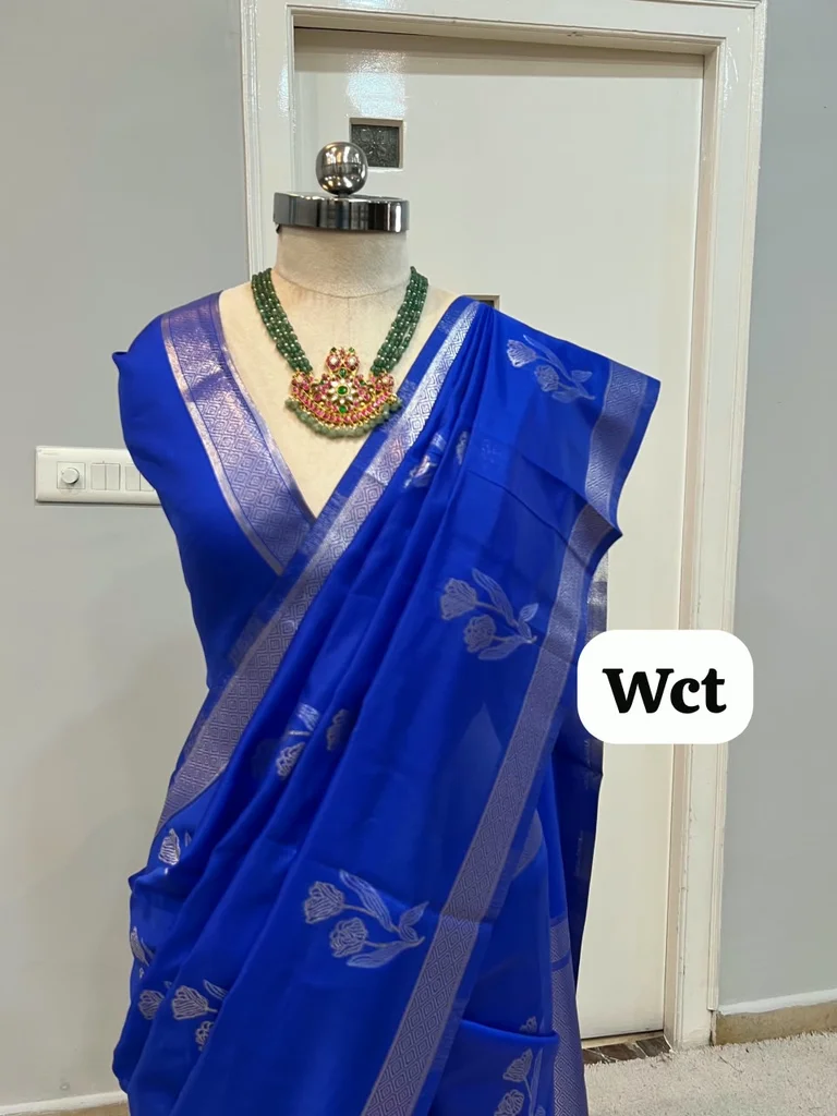Soft Semi kanchi sarees with zari woven butties