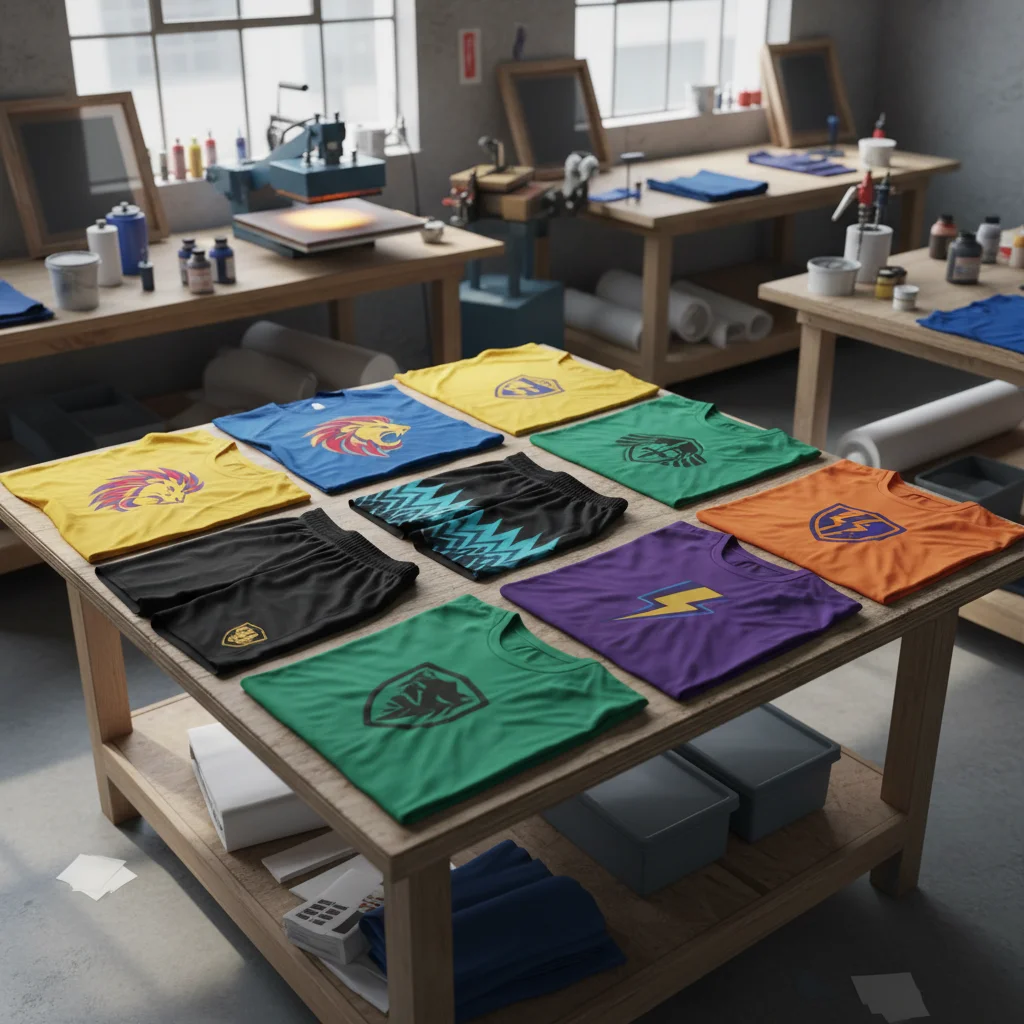T-shirt and shorts logo printing