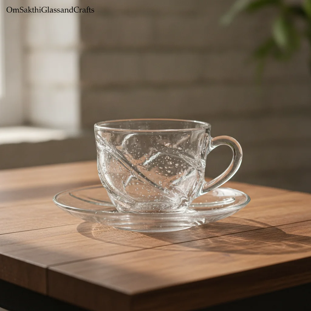 Handcrafted Glass Cup and Saucer Set
