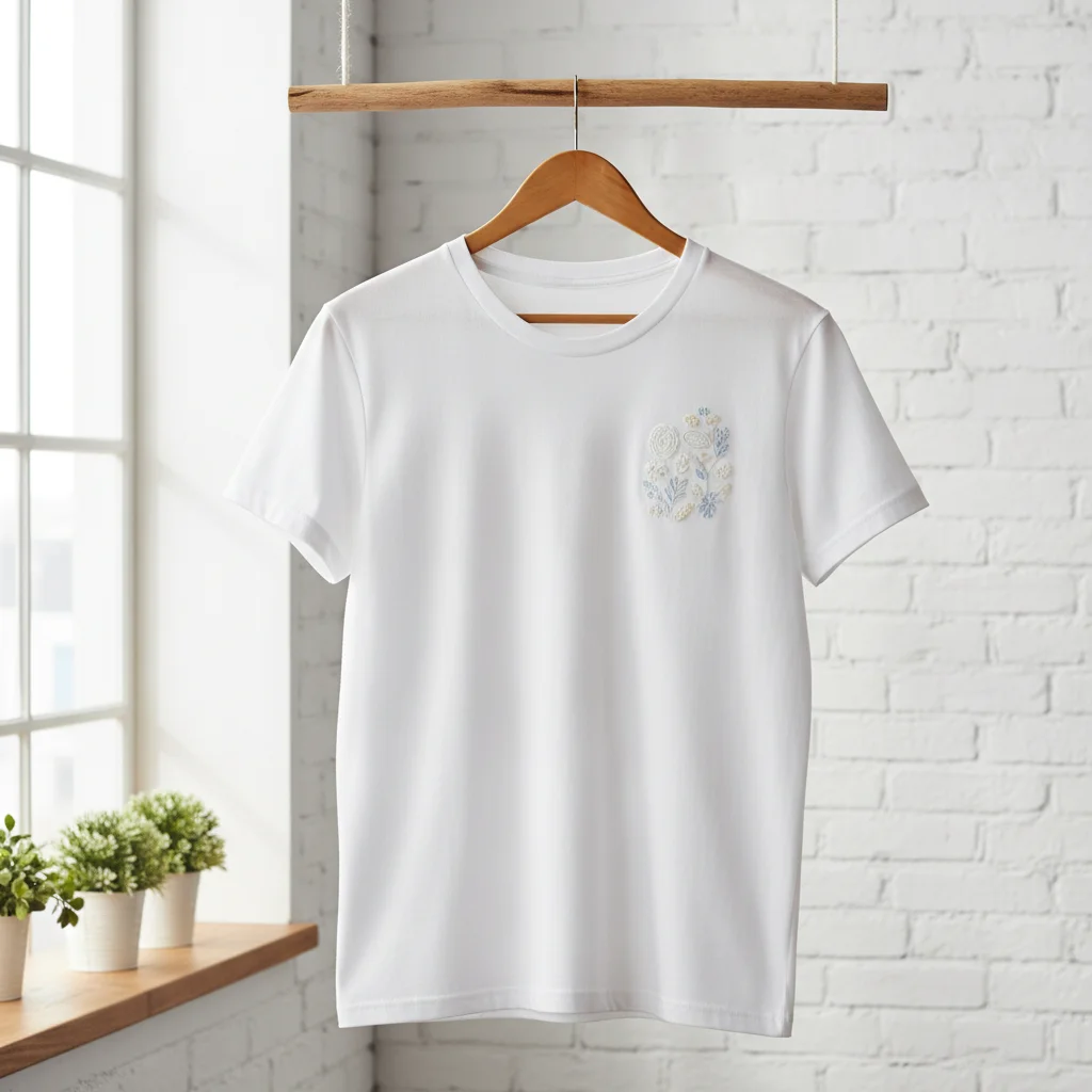Plain White Hand-Embroidered T-Shirt