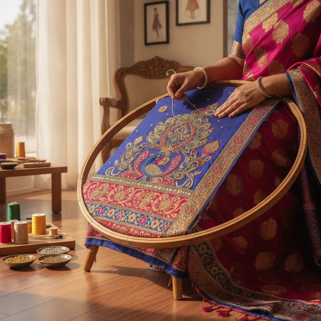 Maggam Work on Saree
