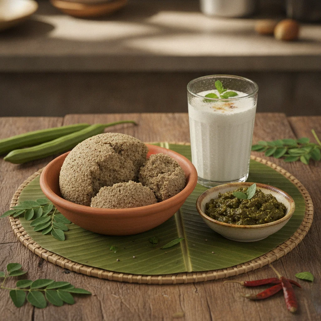 Ragi Saddi Annam with Pure Buttermilk & Moringa Pickle