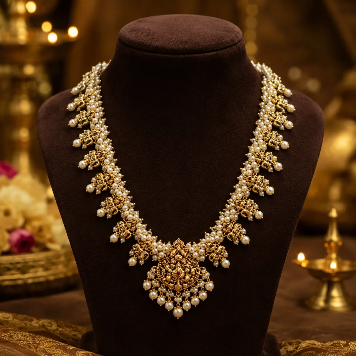 Traditional Pearl Butta Pusalu Necklace