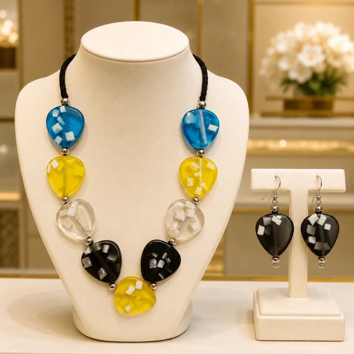 Multicolour Resin Stone Necklace Set