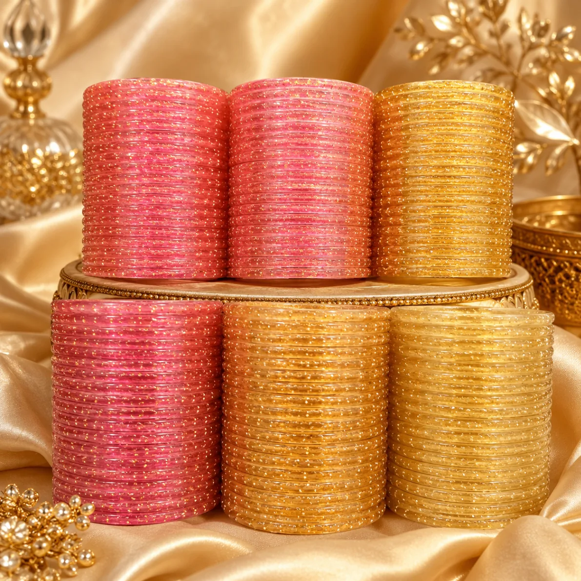 Sparkling Multicolor Glitter Bangles Set