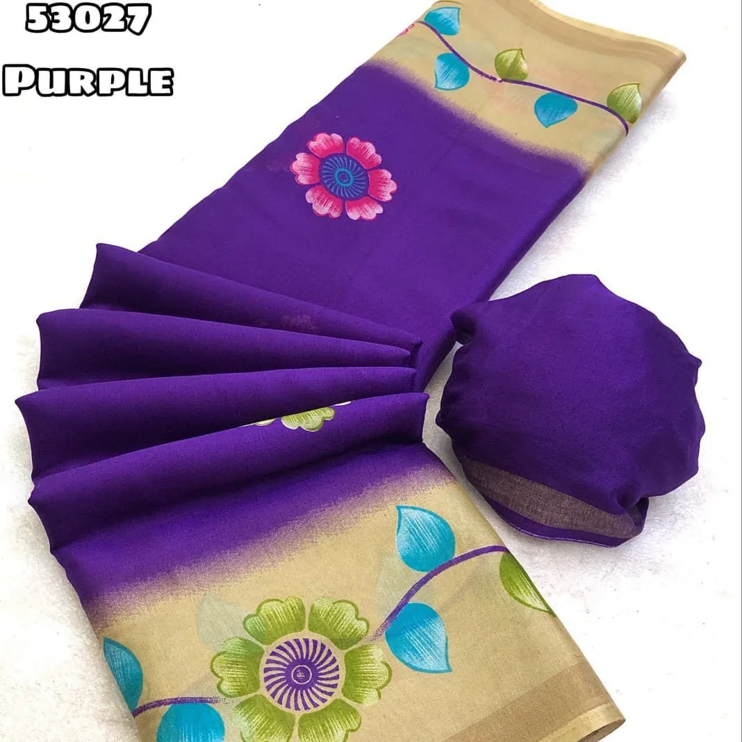 Soft mul cotton saree