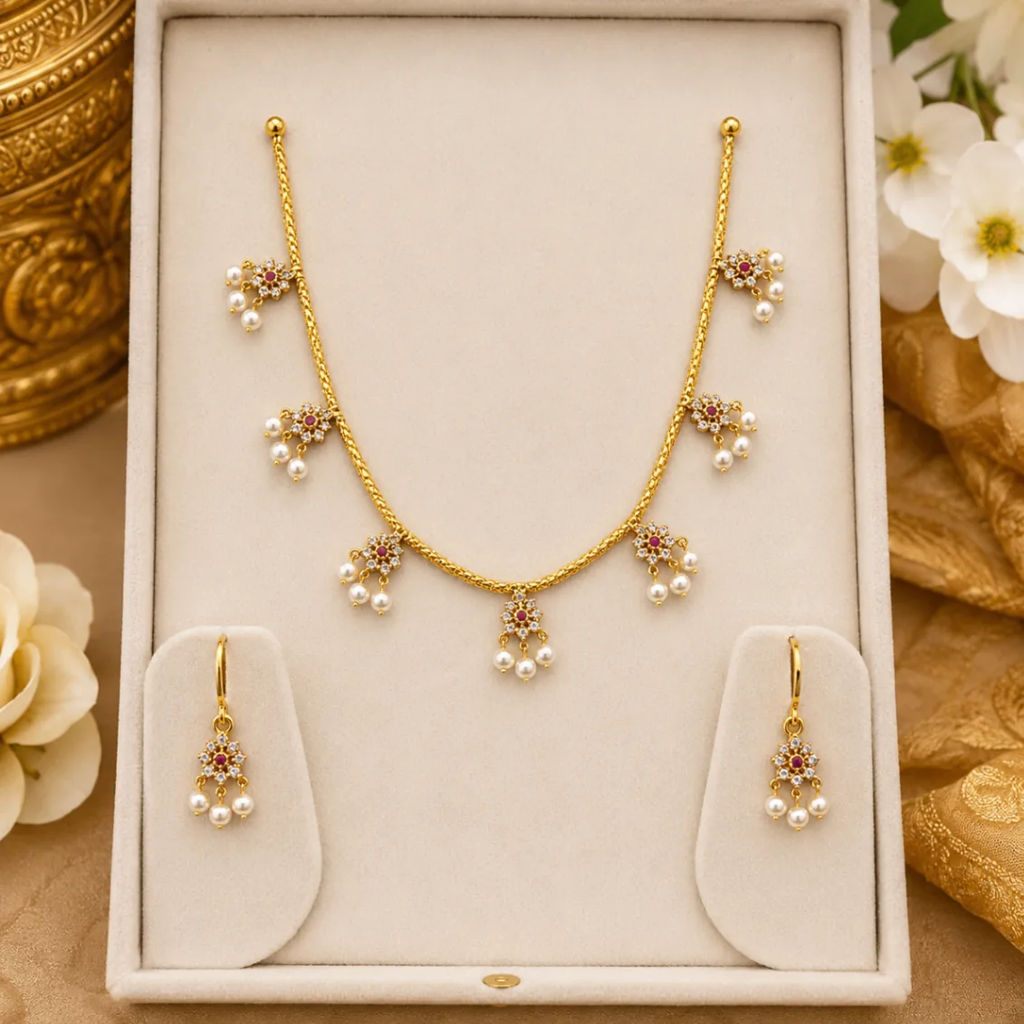 Pearl Blossom Grace Necklace Set