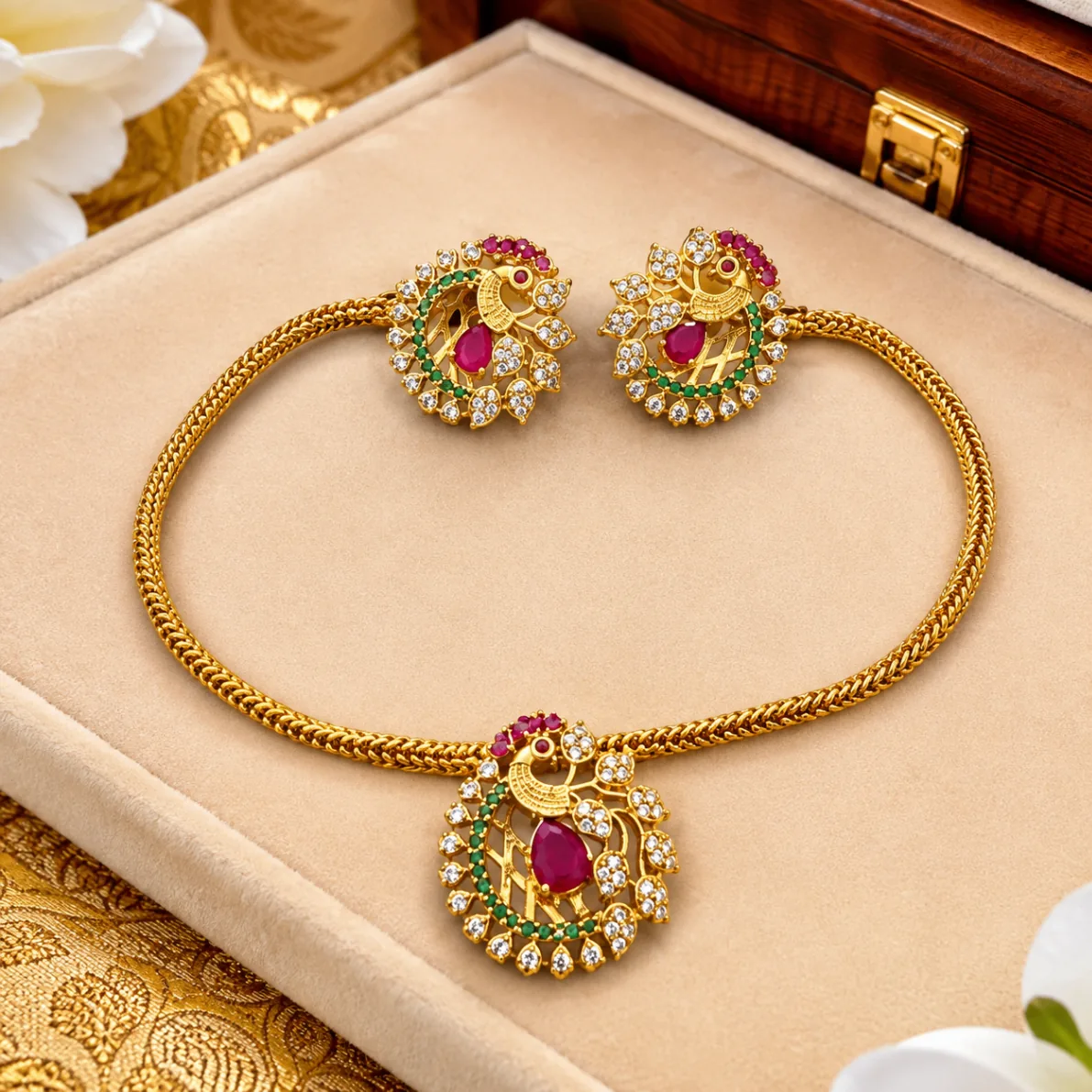 Mayura Ruby Elegance Necklace Set
