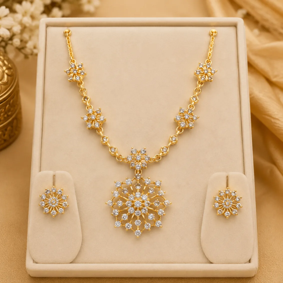 Celestial Bloom Diamond Pendant Set