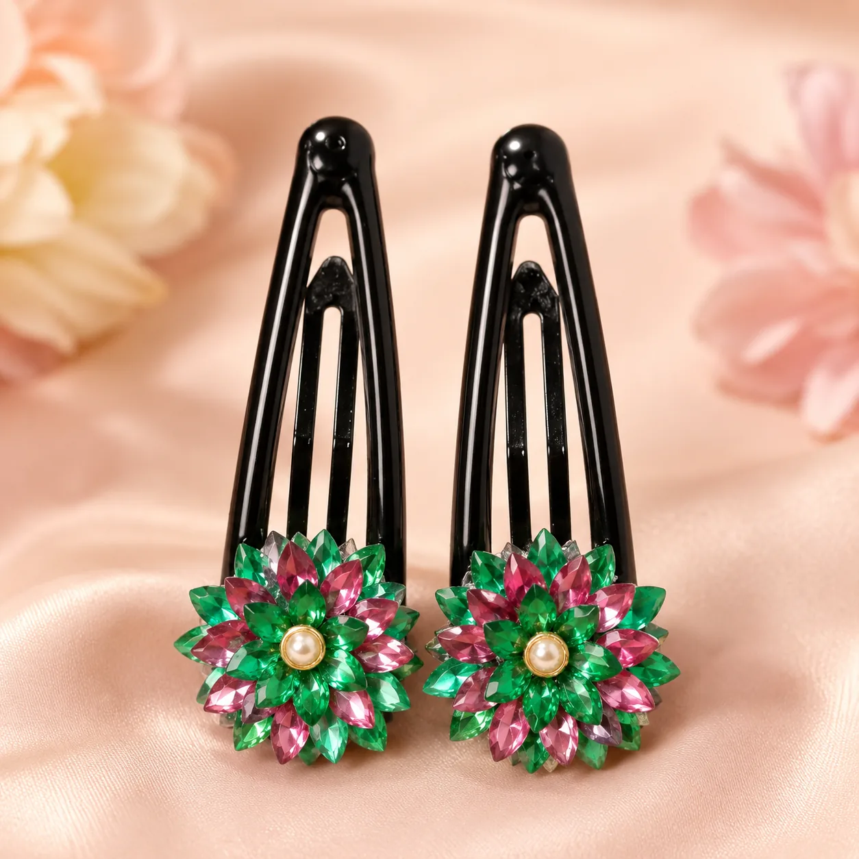 Floral Crystal Hair Clips