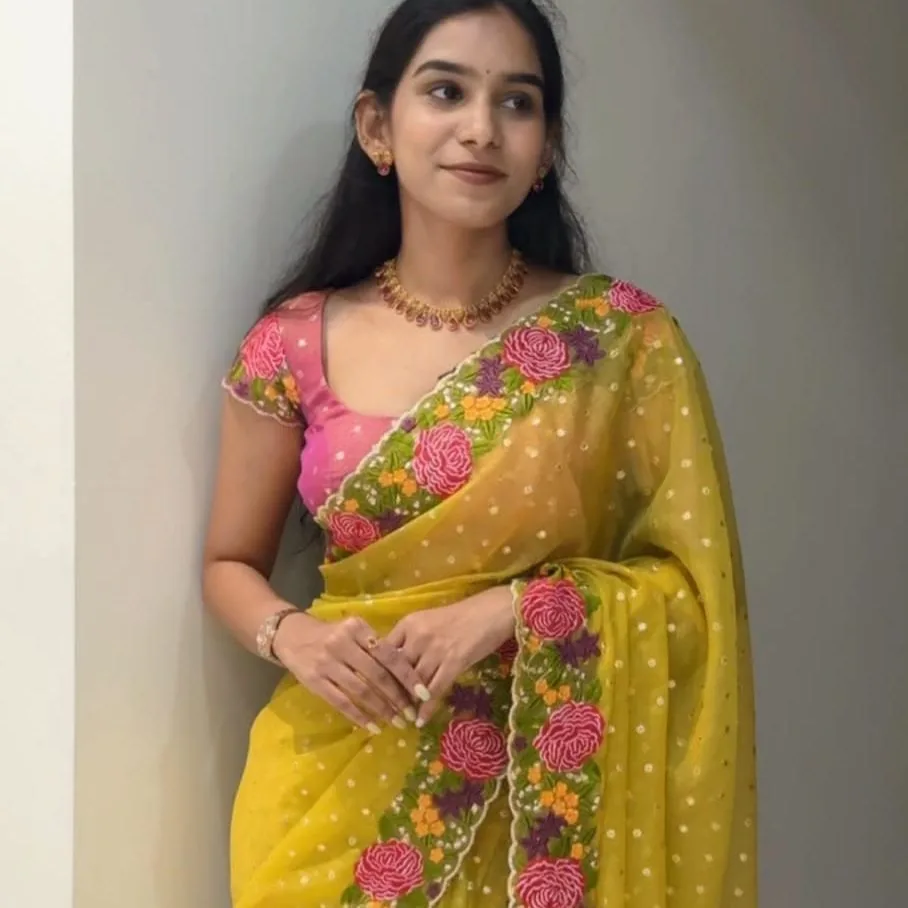 Moss silk saree