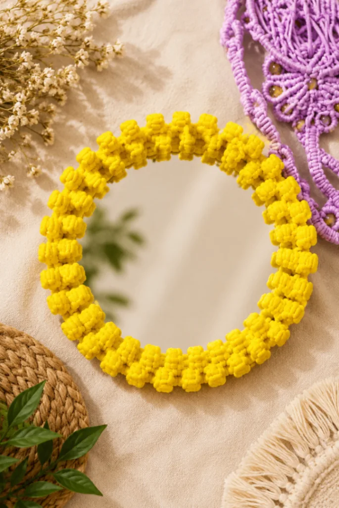 Macrame thread mirror 