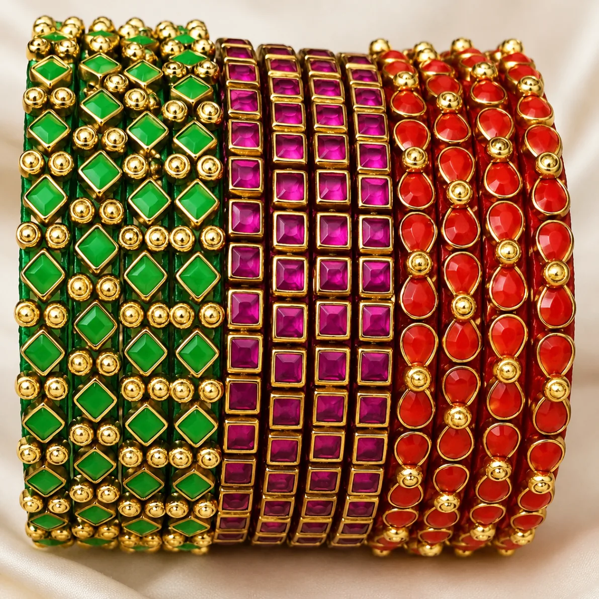 Multicolor Stone Designer Bangle Set