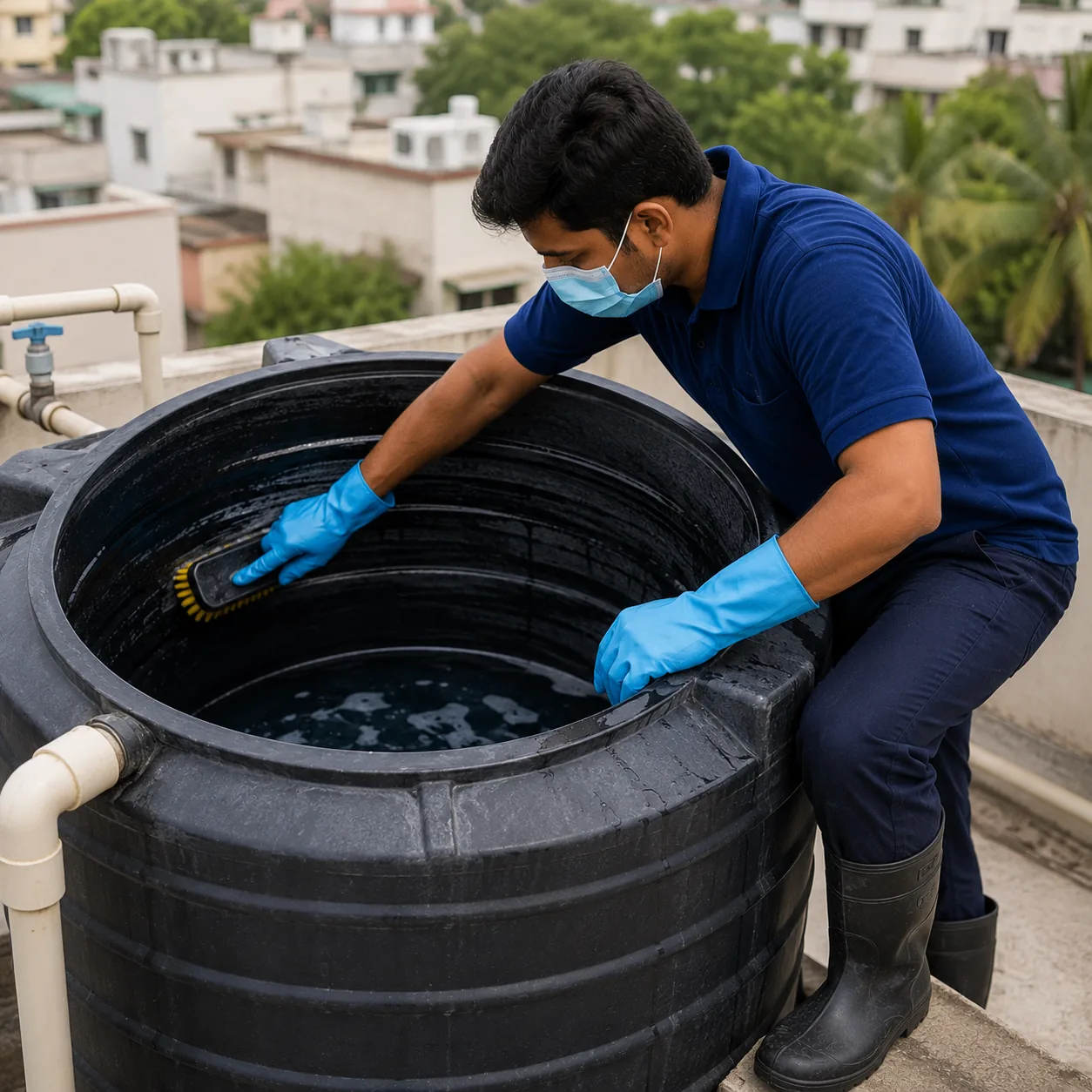 Overhead Water Tank Cleaning