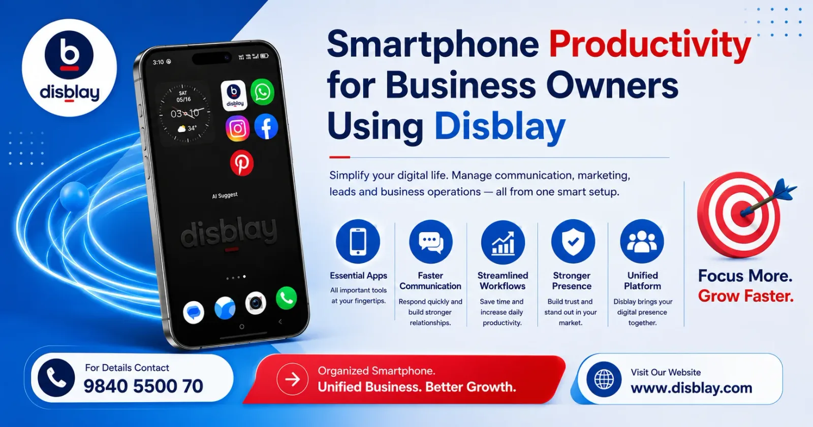 Smartphone Productivity for Business Owners Using Disblay